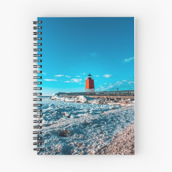Item preview, A view of the South Pier Light house and the ice dunes off of Lake Michigan in Charlevoix MI designed and sold by Michael Deemer.