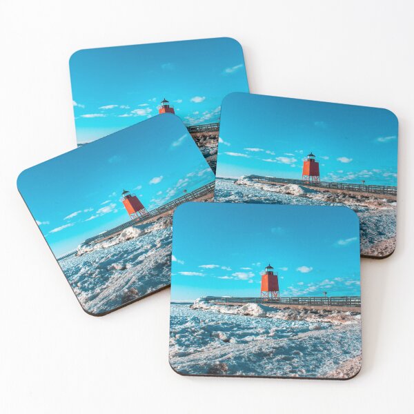 Item preview, A view of the South Pier Light house and the ice dunes off of Lake Michigan in Charlevoix MI designed and sold by Michael Deemer.