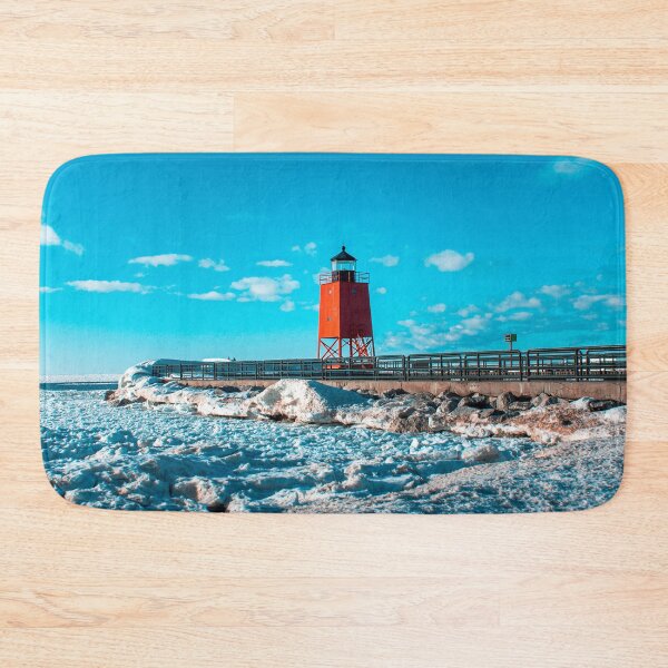 Item preview, A view of the South Pier Light house and the ice dunes off of Lake Michigan in Charlevoix MI designed and sold by Michael Deemer.