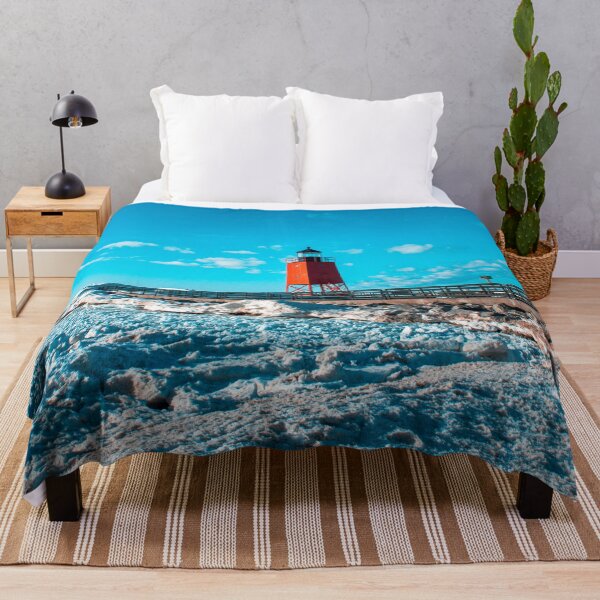 Item preview, A view of the South Pier Light house and the ice dunes off of Lake Michigan in Charlevoix MI designed and sold by Michael Deemer.
