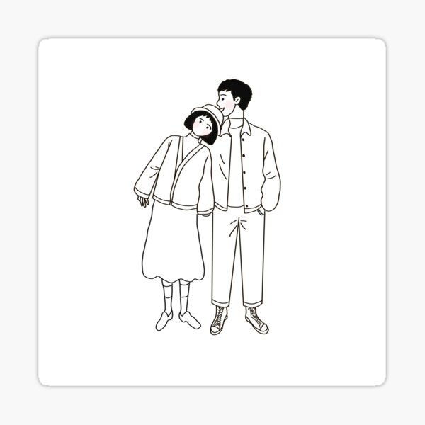 Onee Couple Portrait Outline Sticker