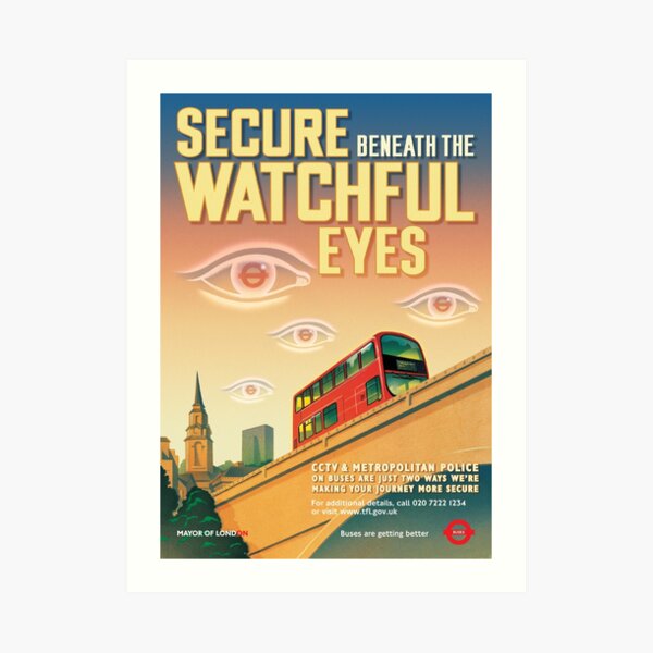 London CCTV Poster - Secure Beneath The Watchful Eyes Art Print