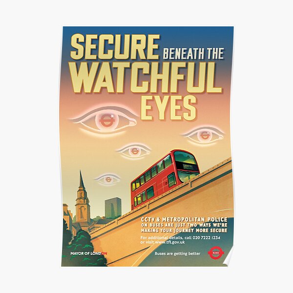 London CCTV Poster - Secure Beneath The Watchful Eyes Poster