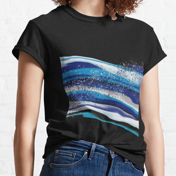 Abstract Fluid Art Blue Waves Classic T-Shirt