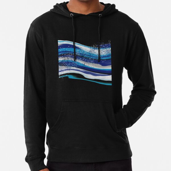 Abstract Fluid Art Blue Waves Lightweight Hoodie