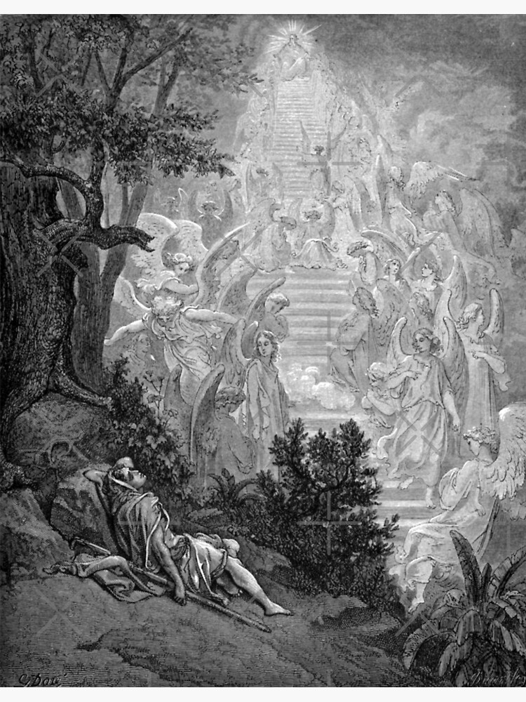 "Jacob's Dream. Jacob's Ladder. Classic book illustration by Gustave Doré" Photographic Print by