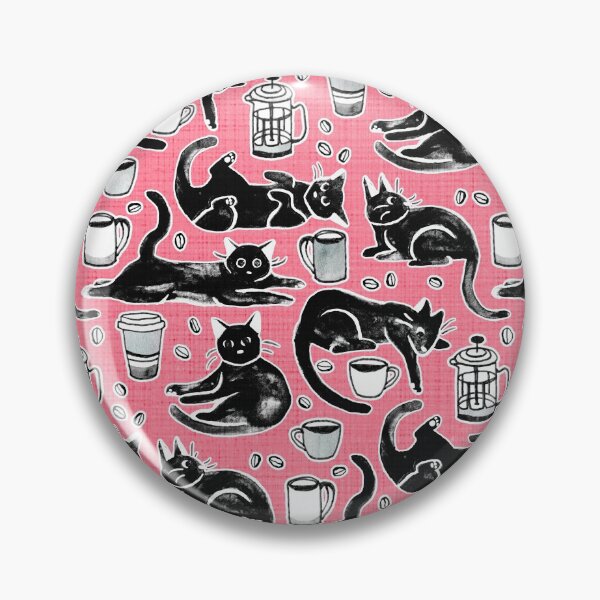 Item preview, Black Cats & Coffee on Strawberry Pink designed and sold by TigaTiga.