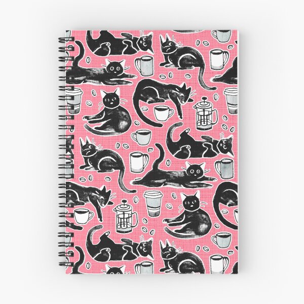 Item preview, Black Cats & Coffee on Strawberry Pink designed and sold by TigaTiga.