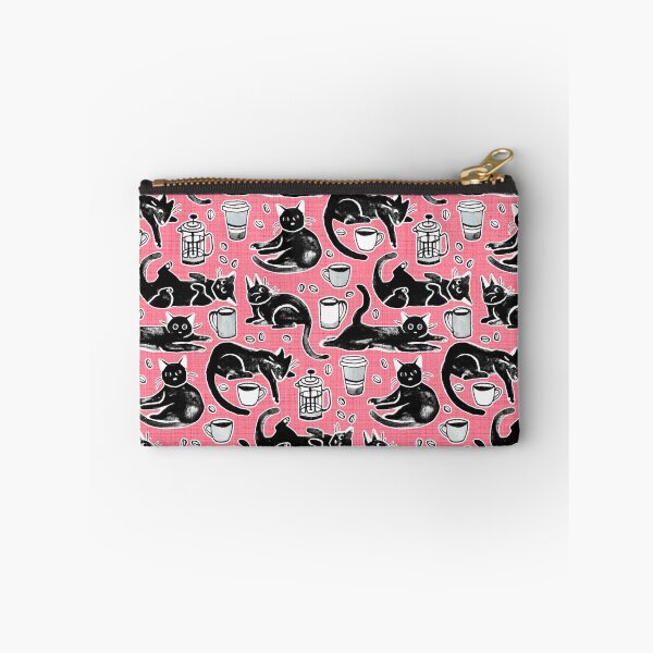 Item preview, Black Cats & Coffee on Strawberry Pink designed and sold by TigaTiga.