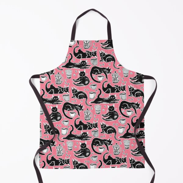 Item preview, Black Cats & Coffee on Strawberry Pink designed and sold by TigaTiga.