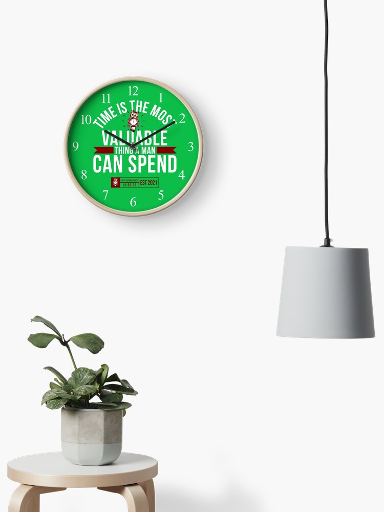 Thumbnail 2 of 4, Clock, Time Is The Most Valuable Thing A Man Can Spend - Green 2 designed and sold by tw2us.