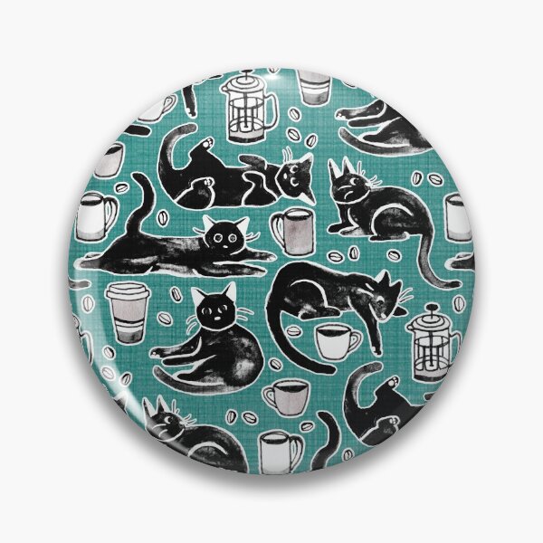 Item preview, Black Cats & Coffee on Teal designed and sold by TigaTiga.