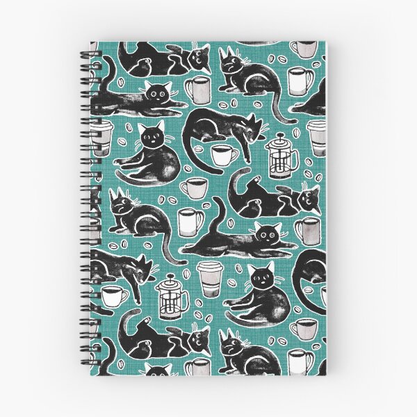 Item preview, Black Cats & Coffee on Teal designed and sold by TigaTiga.