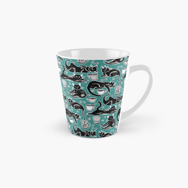 Item preview, Black Cats & Coffee on Teal designed and sold by TigaTiga.