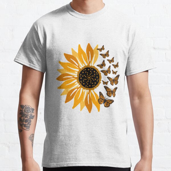 Sonnenblumenkunst mit Schmetterling Classic T-Shirt