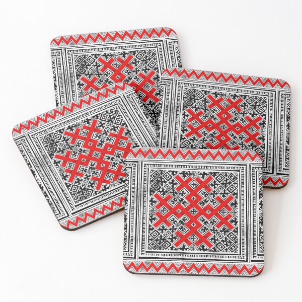 Item preview, Hmong embroidery. Traditional Hmong batik cloth handmade, written, painted in white and decorated in red zigzag. designed and sold by Paphawarin.