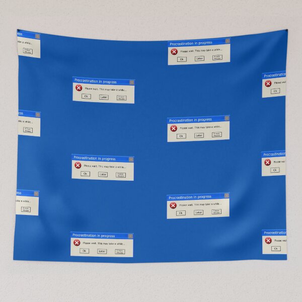 Item preview,  Procrastination in progress, pop-up window - blue background designed and sold by BusInACan.