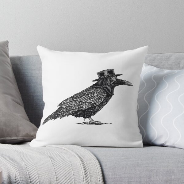 Plague Raven Throw Pillow