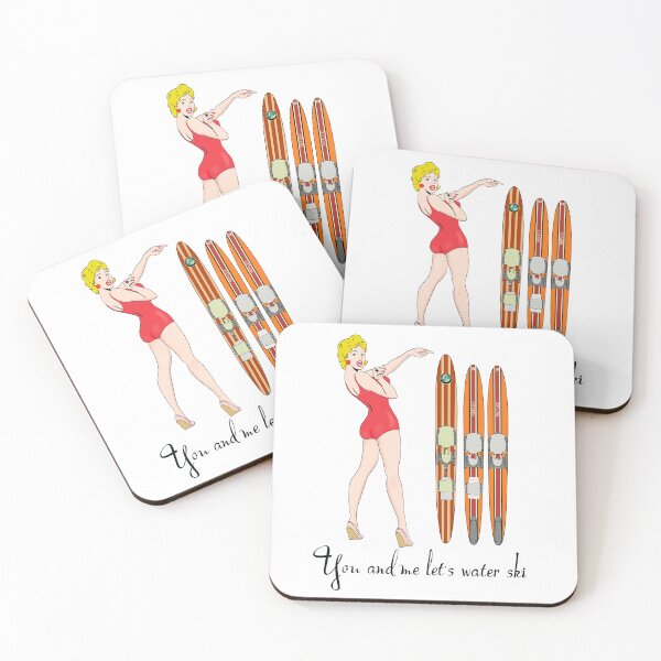 Item preview, 1950's style model with classic wooden water skis designed and sold by TheTeeCat.