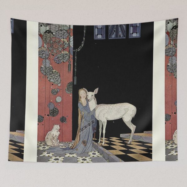 Aperçu de l'œuvre Lady with deer - virginia frances sterret fantasy artwork créée et vendue par Vintage Designs +.