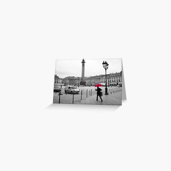 Paris: Red Rain Greeting Card