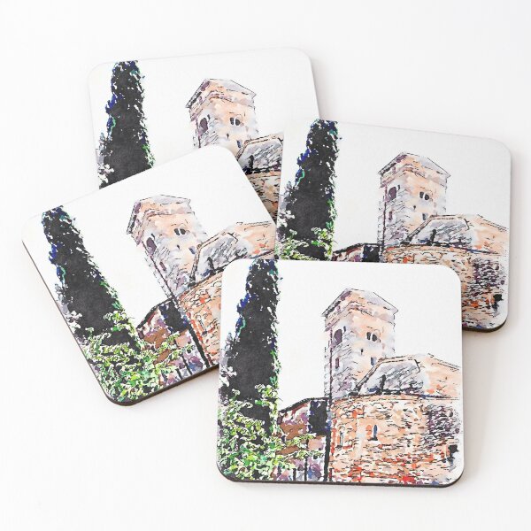 Item preview, Pieve di Tho: cypress and bell tower with apse designed and sold by Giuseppe Cocco.