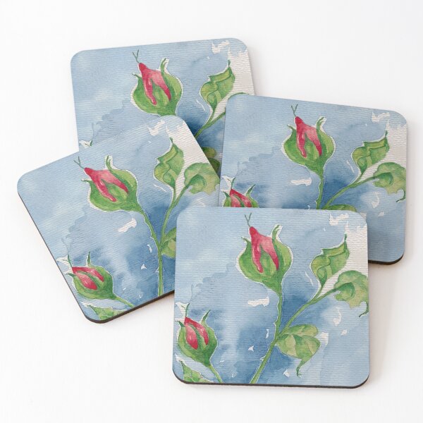 Item preview, Red Flowers in Bud in Watercolour designed and sold by Julie Pickering.