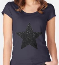 Black Crystal Bling Strass G283 Women's Fitted Scoop T-Shirt