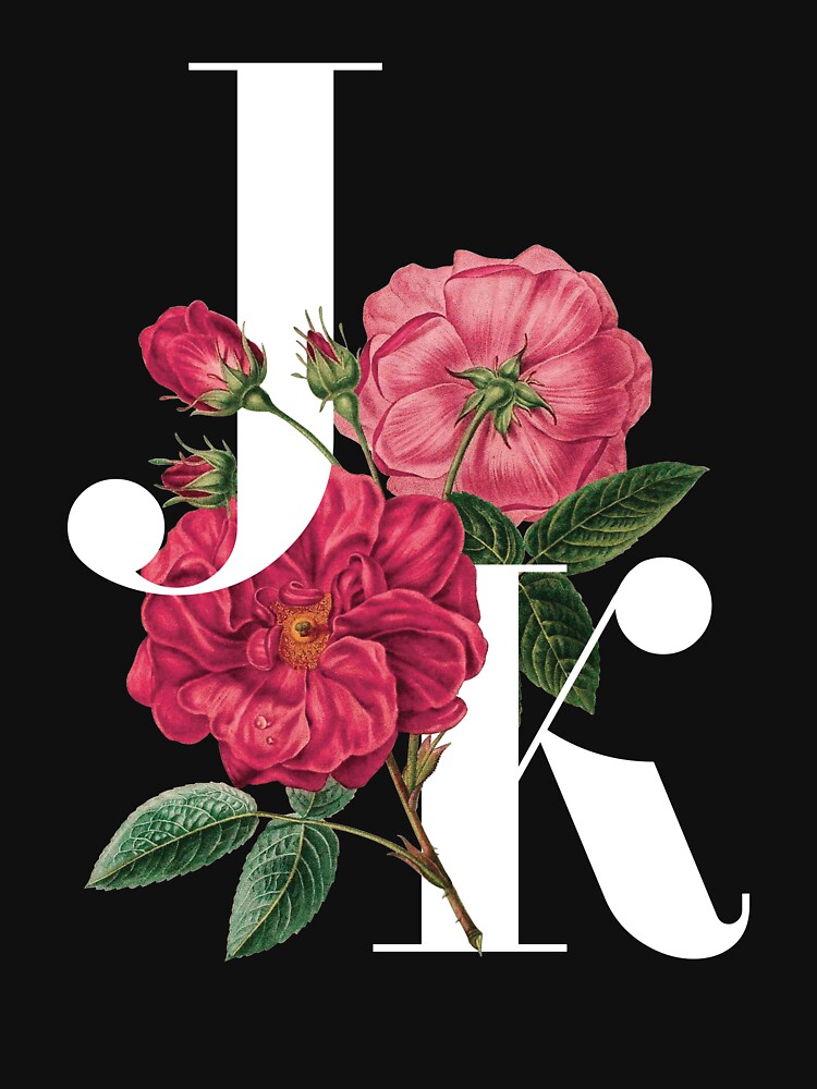 J And K Couple S Initial Letter Floral Typography J And K For Valentine S Day T Shirt For Sale