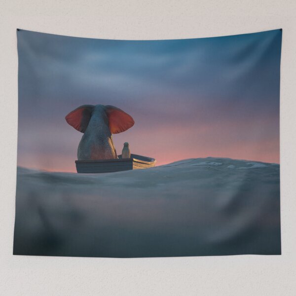 Item preview, elephant and dog sail in a boat on the waves 2 designed and sold by Mike Kiev art.