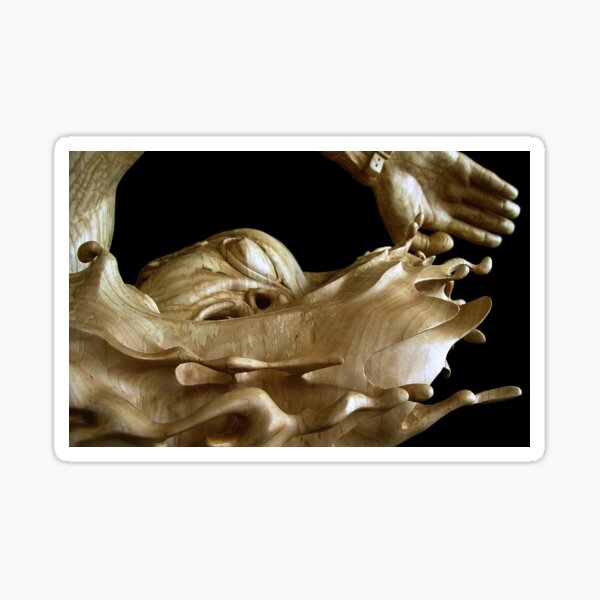 The Swimmer: Carved Wood Glossy Sticker