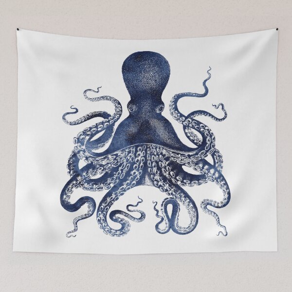 Item preview, Octopus Print Watercolor Navy Blue by Zouzounio Art designed and sold by zouzounioart.