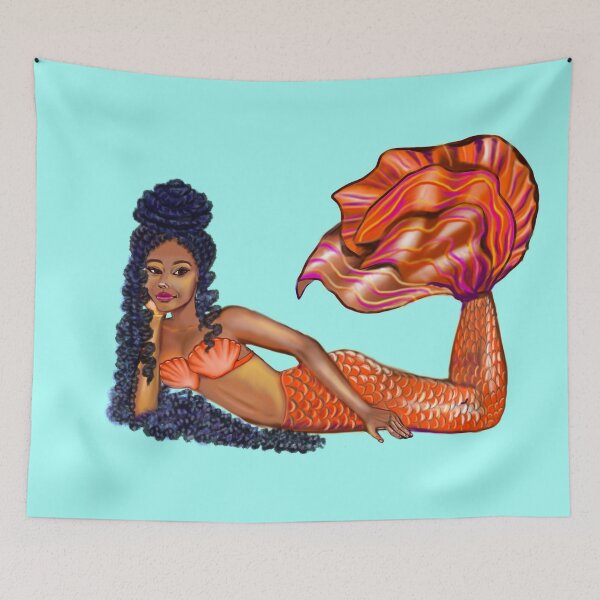 Item preview, Mermaid with long dreadlocks relaxing designed and sold by Artonmytee.