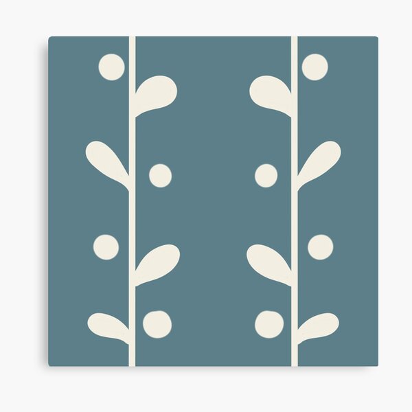 Cottagecore Blue and White Bold Leaf Print Canvas Print