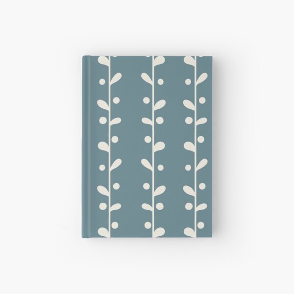 Cottagecore Blue and White Bold Leaf Print Hardcover Journal
