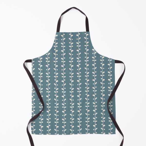 Cottagecore Blue and White Bold Leaf Print Apron