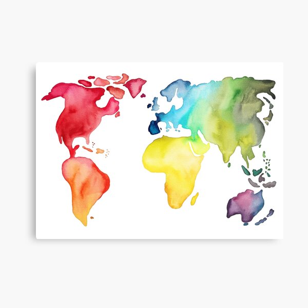 World Map World Map Colorful Travel Watercolor Art Print by ILoresart