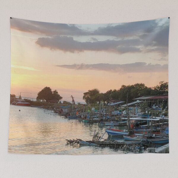 Item preview, Dreamlike and beautiful fisherman's village in the sunset designed and sold by vibeno1.