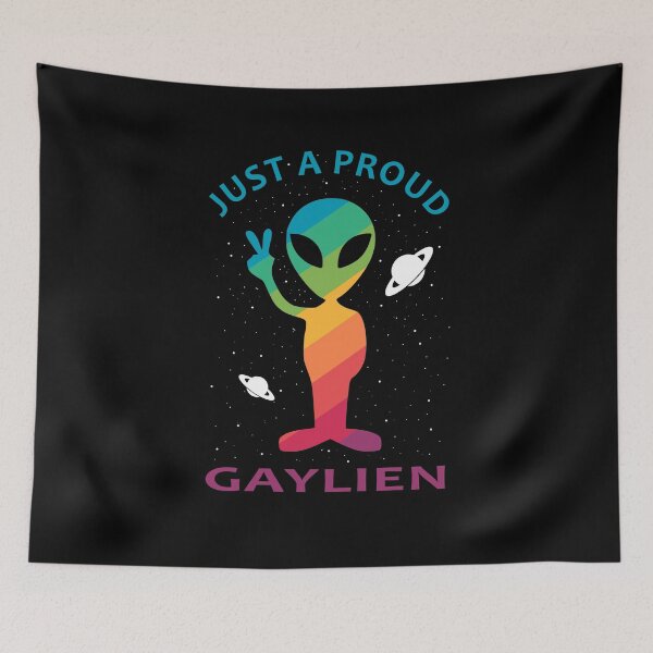 Item preview, Just A Proud Gaylien Cute LGBTQ+ Pride Month Rainbow Flag Pride Parade Slogan designed and sold by sillyquestions.