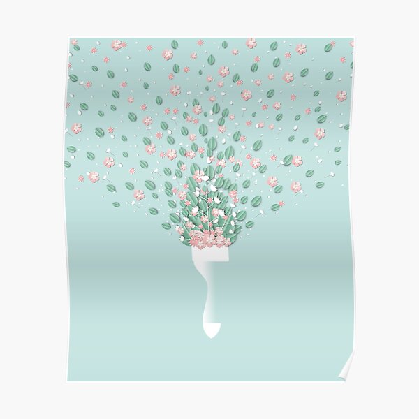 Arrival of Spring - Paintbrush Creating Leaves and Flowers Poster