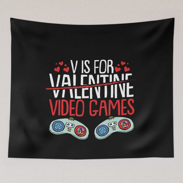 Item preview, V is for Video Games Gamers Valentines Graphic designed and sold by Dr.YesOrNo.