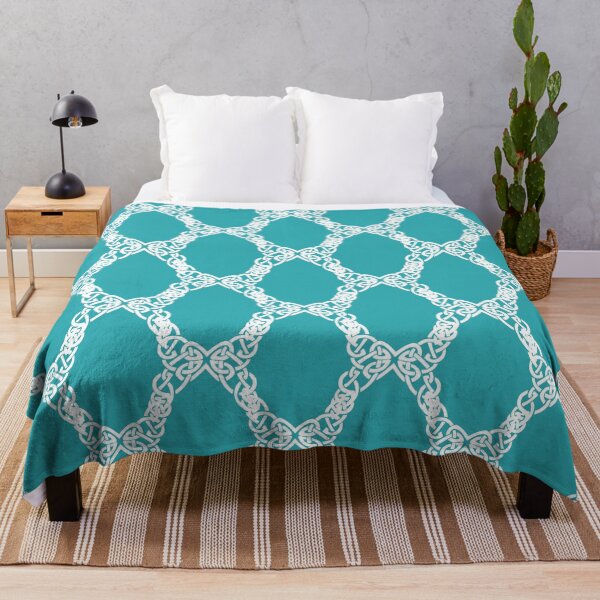 Item preview, Crochet white celtic pattern on sky blue background designed and sold by fowons.
