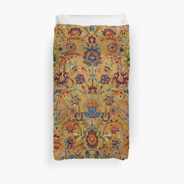 Hereke Vintage Persian Silk Rug Print Duvet Cover