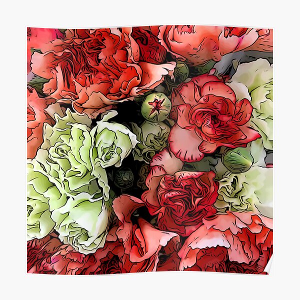 "Carnations " Poster for Sale by Beardeaux Redbubble
