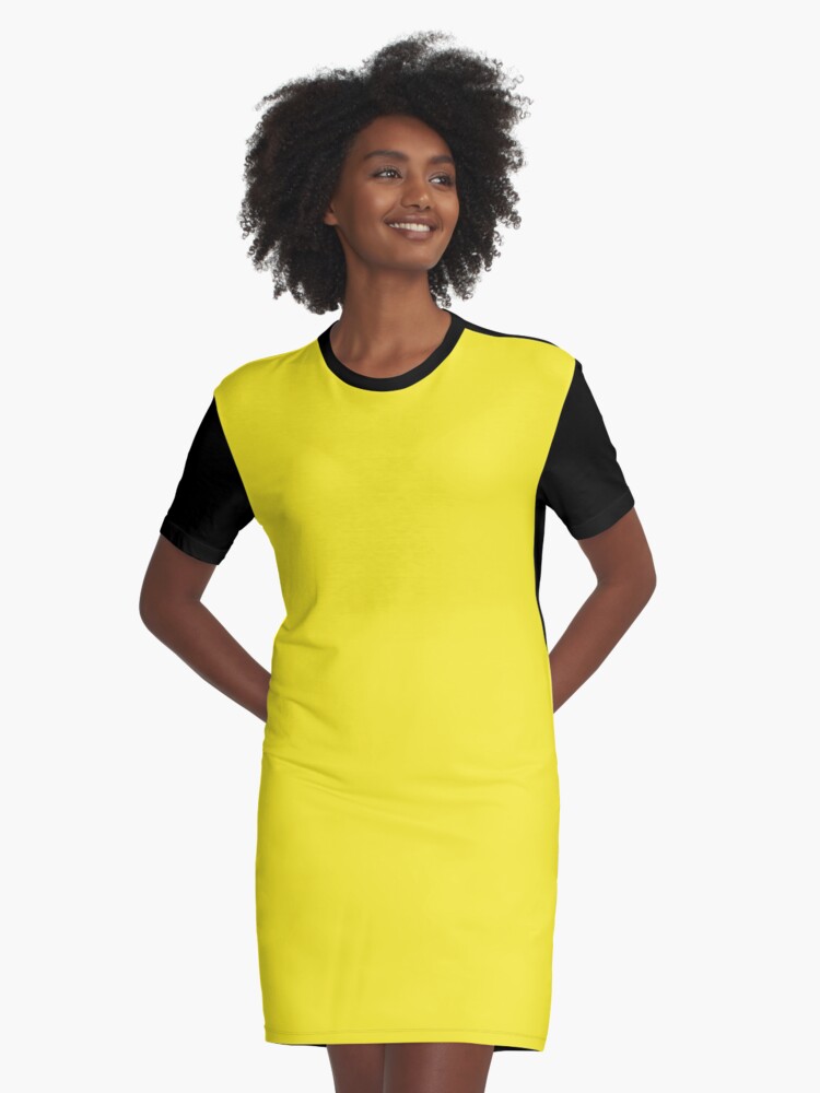 Neon Yellow Trendy Fancy Fashion Design Graphic T Shirt Dress