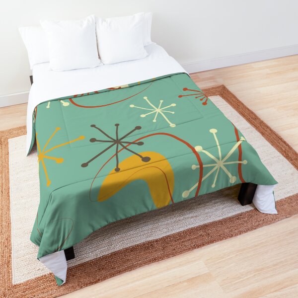 Vintage Retro 1950s Atomic Starburst Boomerangs Comforter
