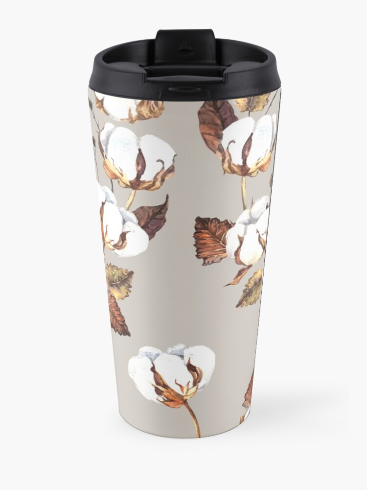 Alternate view of Gentle watercolor seamless with cotton flowers Travel Mug