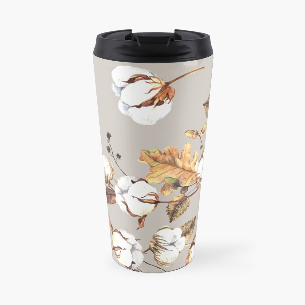 Gentle watercolor seamless with cotton flowers Travel Mug