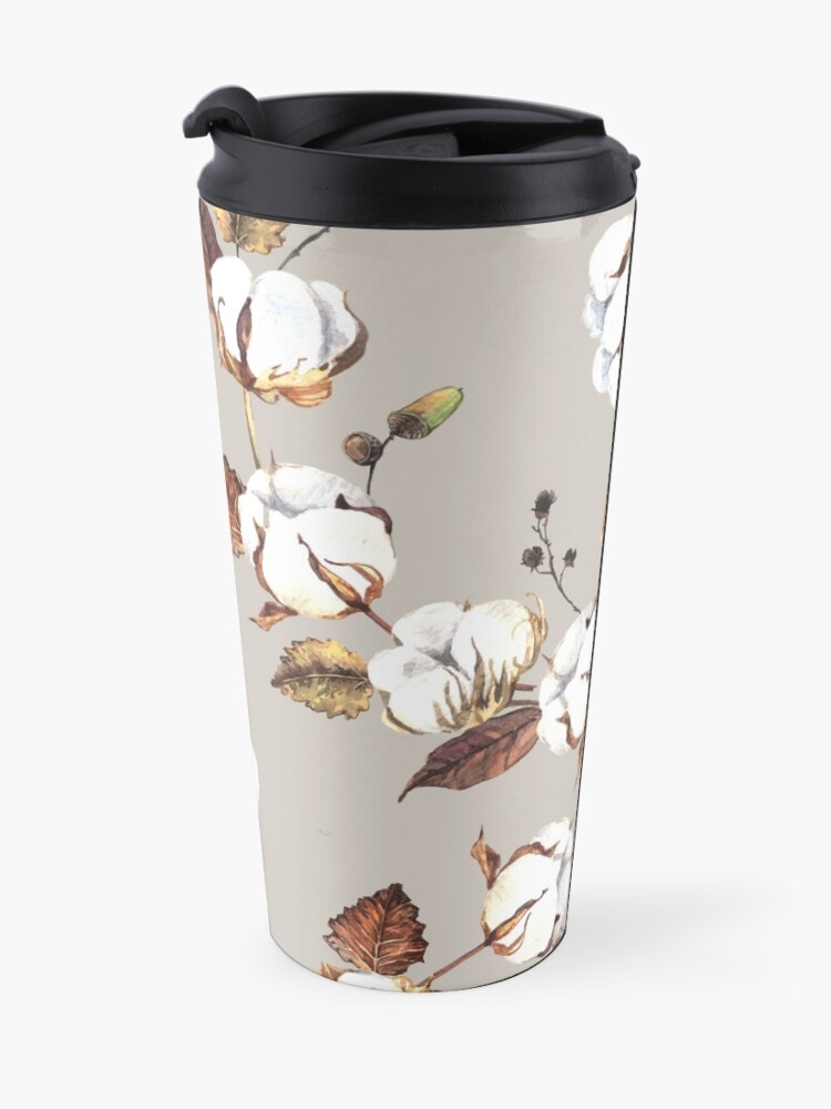 Alternate view of Gentle watercolor seamless with cotton flowers Travel Mug