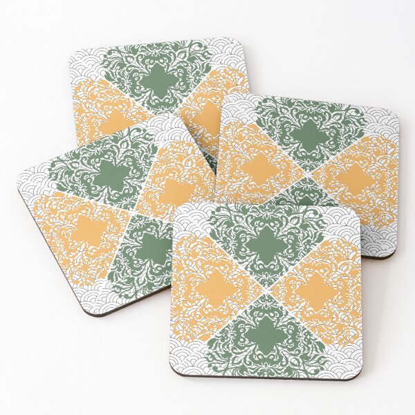 Item preview, Baroque ornaments in olive and tangerine designed and sold by Ninaeva.